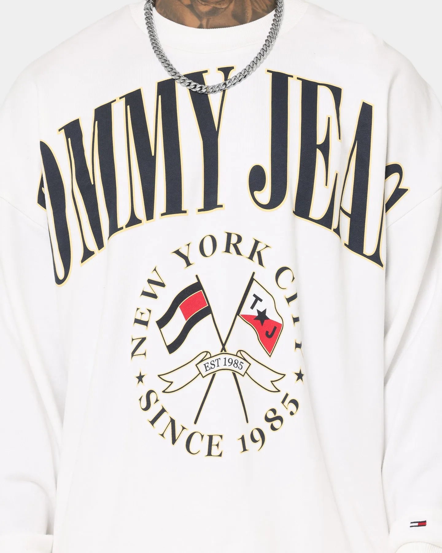 Tommy Jeans TJM Skater Prep Logo Crewneck White