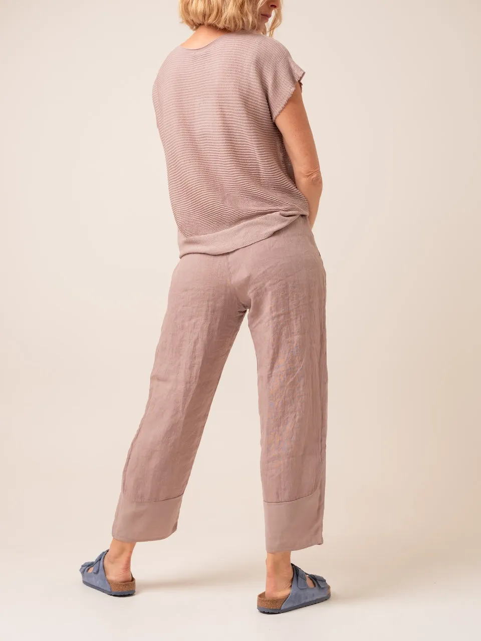 Transit Par Such Linen Pant with Viscose Detail in Mauve