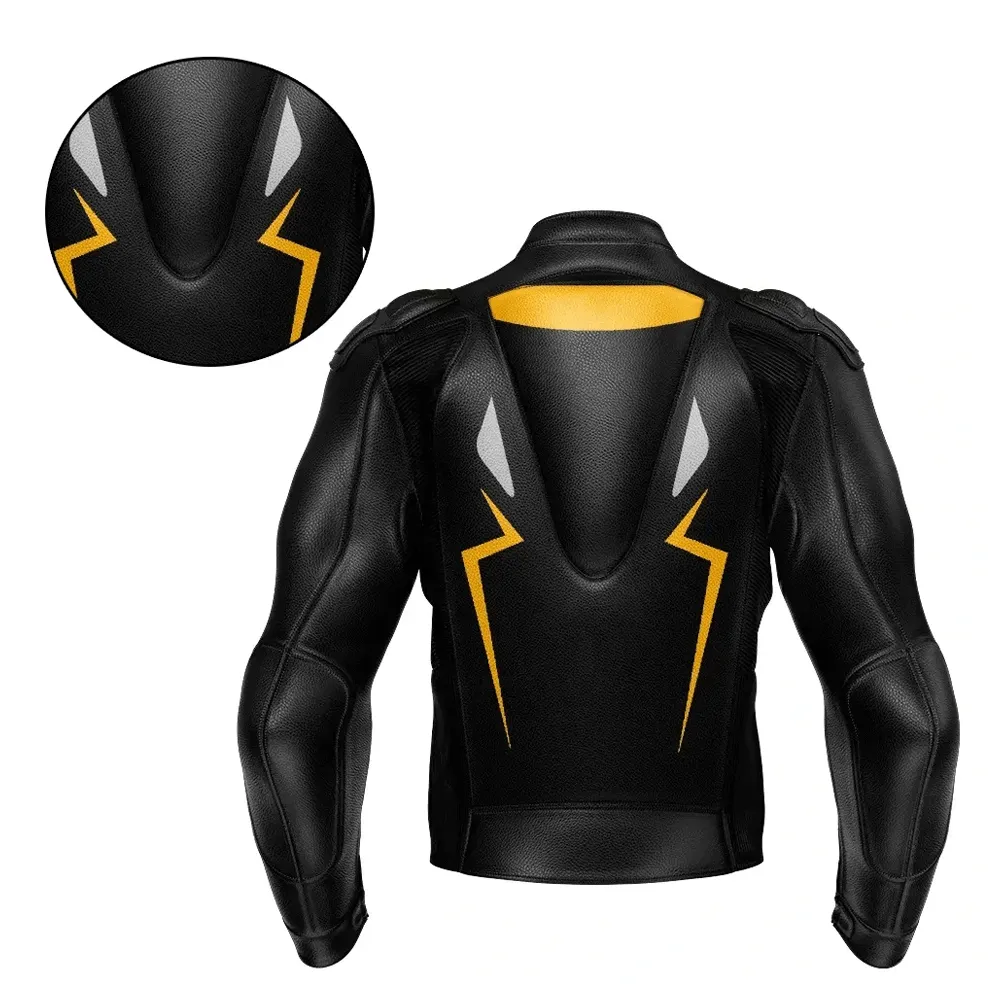 Turbo Yellow Black Leather Motorcycle Jacket