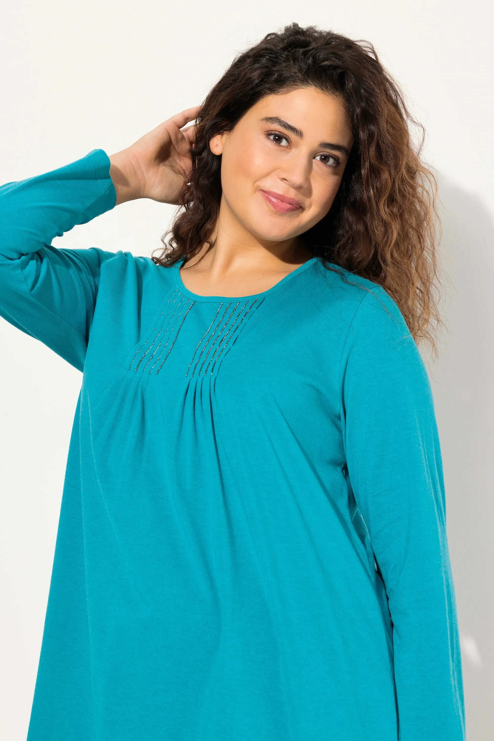 Ulla Popken Pleated Teal Top