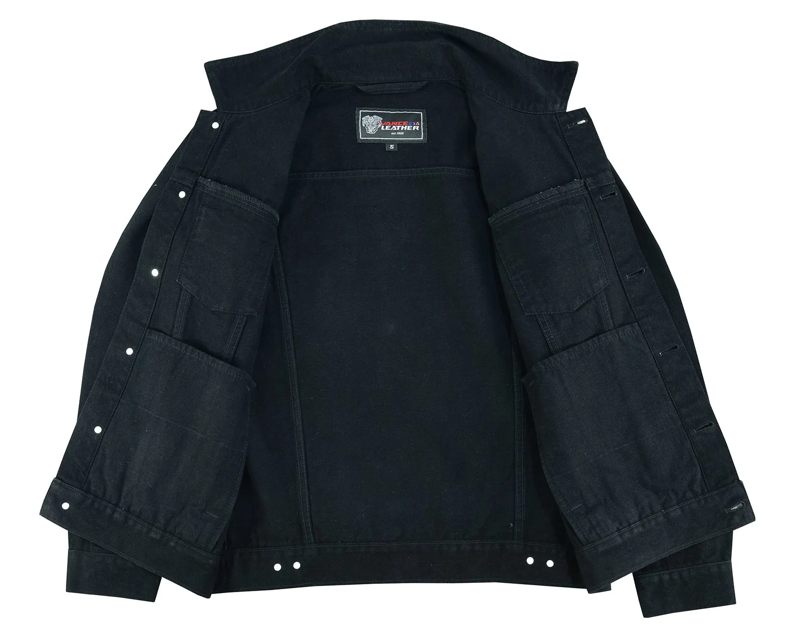 VB510BK Men's Black Heavy Duty Denim Button Front Jacket