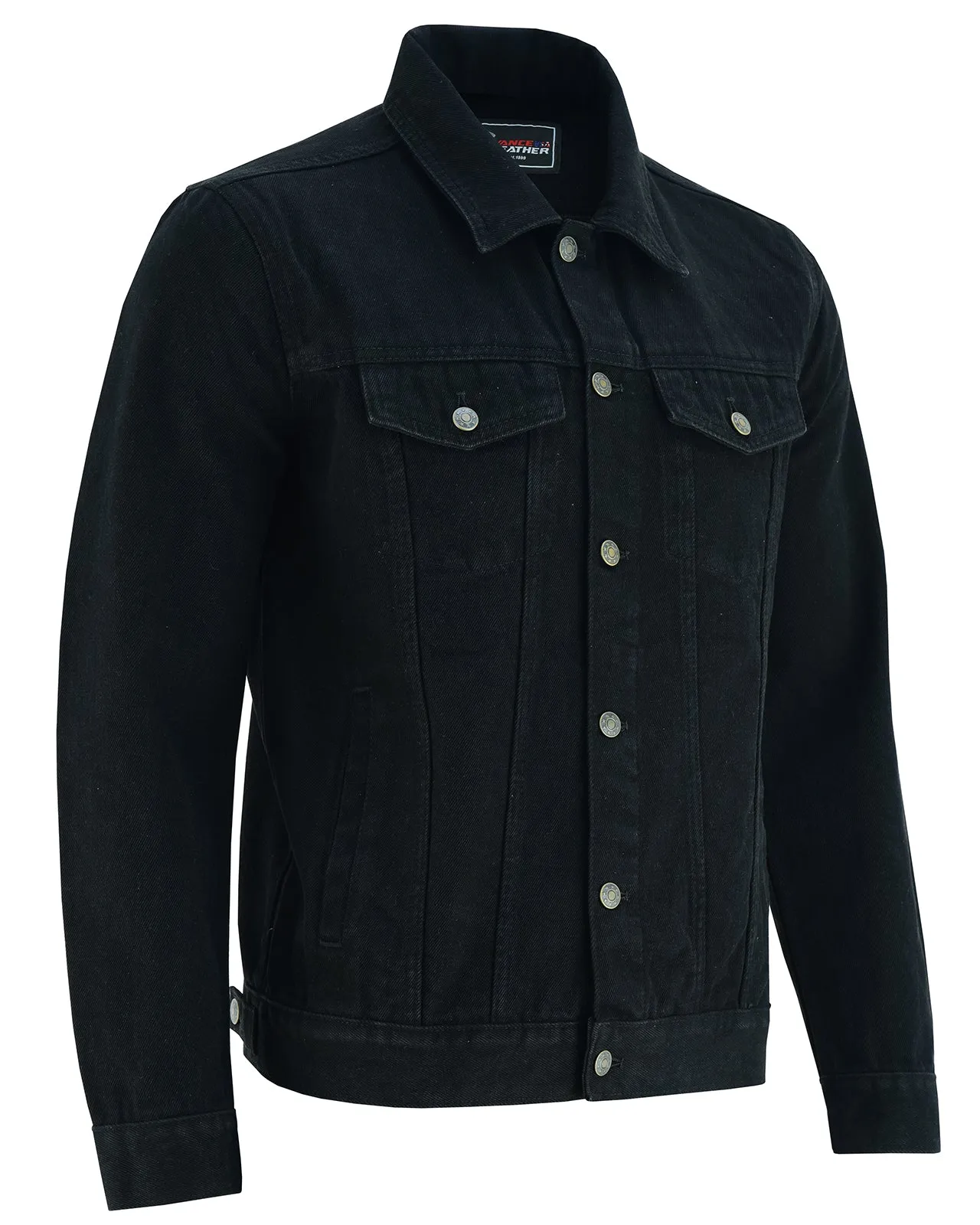 VB510BK Men's Black Heavy Duty Denim Button Front Jacket