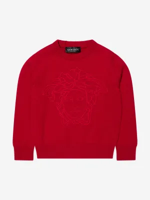 Versace Girls Knitted Medusa Jumper in Red