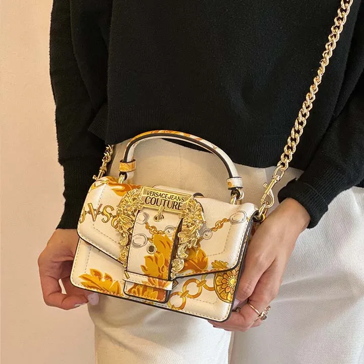 VERSACE JEANS COUTURE LOGO WHITE PRINTED BAG