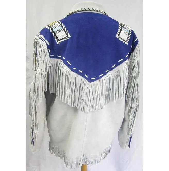 Western Suede Jacket Fringes Beads Native American Cowboy Jacket