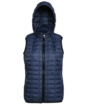 Womens honeycomb hooded gilet | Navy