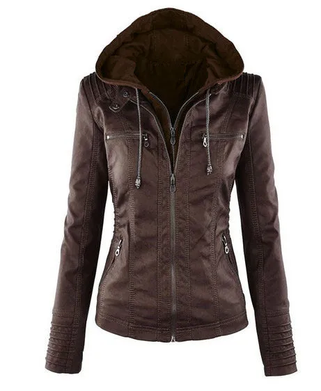 Women's Short Leather Pu Leather Jacket