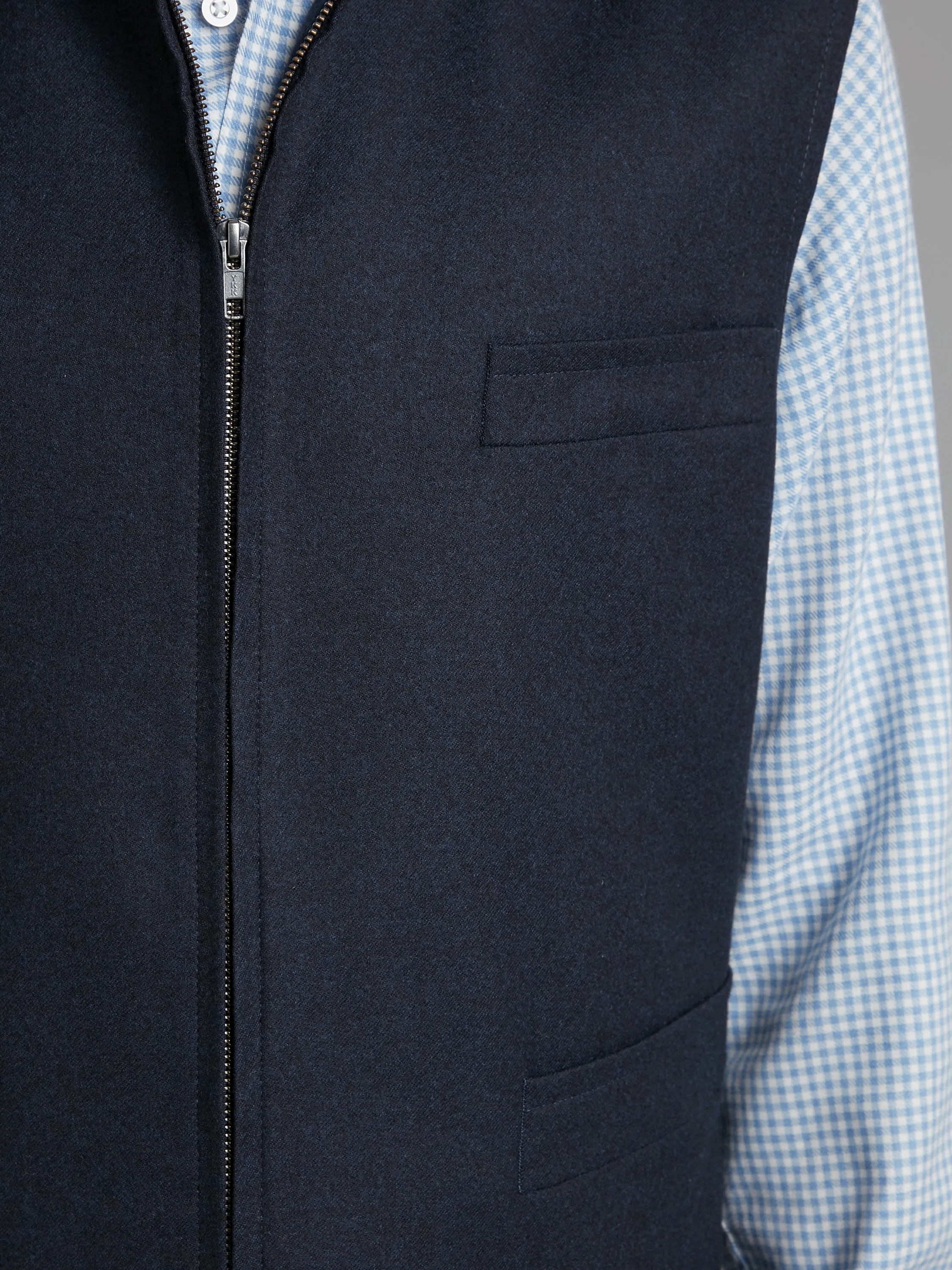 Zip Up Gilet - Navy Drago Flannel